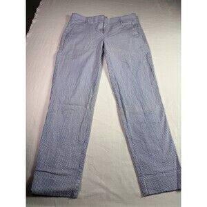 J.‎ Crew Women's Blue White SeerSucker Pants Size 00 Ankle Slim Pockets Summer